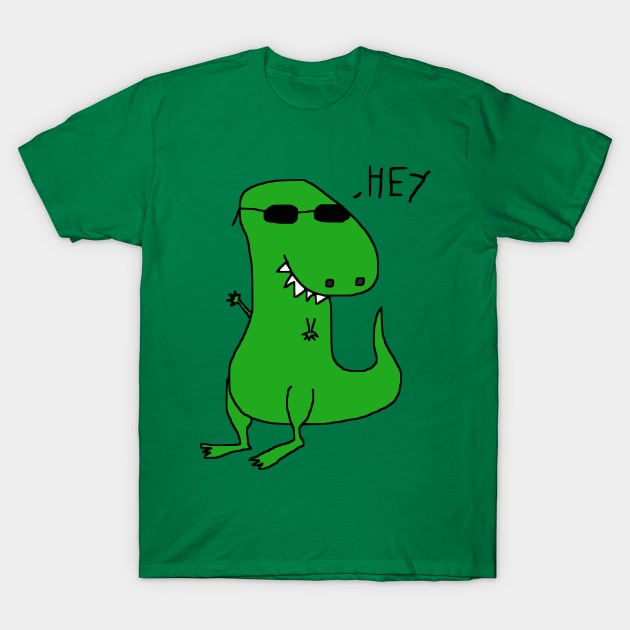 T-Rex Saying Hey T-Shirt by Nerd_art